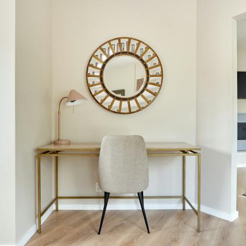 Work from home with ease at the dedicated desk space