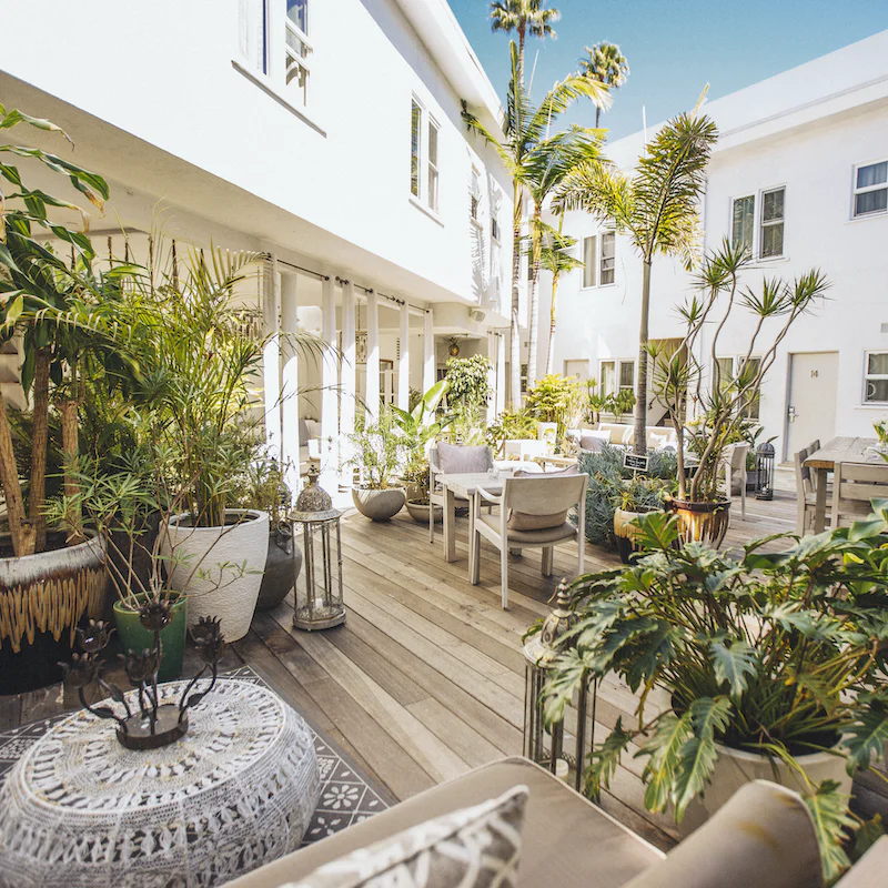 Sip a cocktail in the communal courtyard and treat yourself to a meal at the on-site Italian restaurant