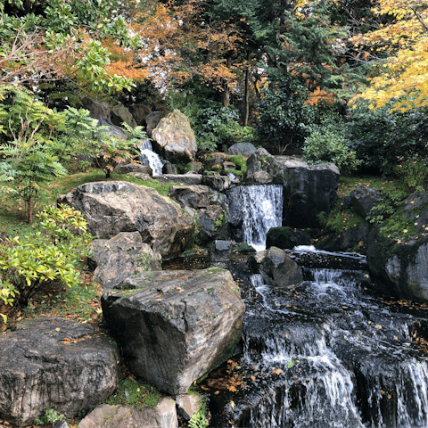 Enjoy a fresh air stroll around nearby Holland Park