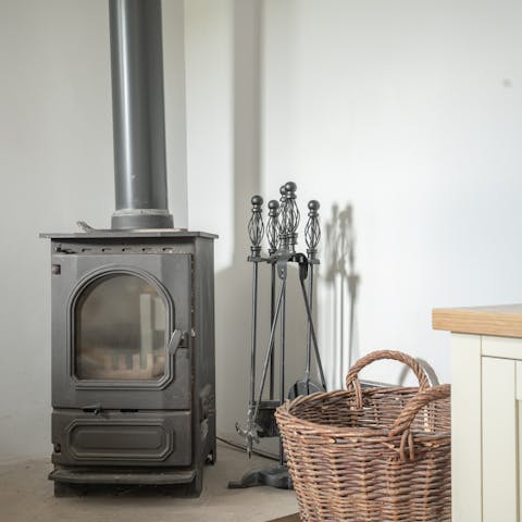 Get a fire going in the wood-burning stove and warm chilly hiking toes