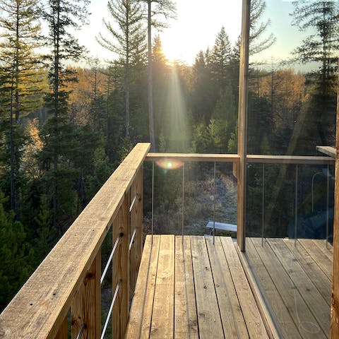 Step onto the balcony to enjoy views of the Glacier National Park