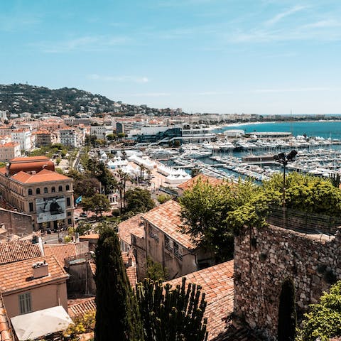 Visit sophisticated Cannes, just a twenty-minute walk or a ten-minute ride away