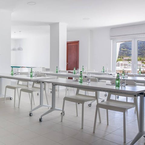 Make use of the in-house conferencing facilities if on a company retreat
