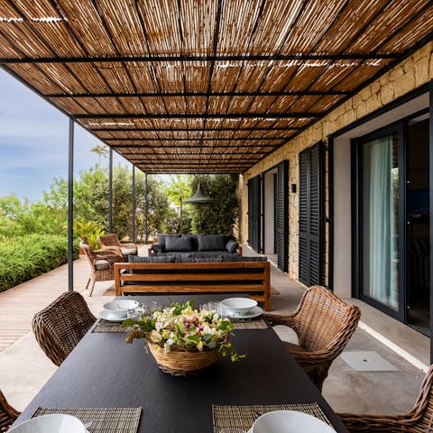 Get some shade from the Sicilian sun on the large terrace