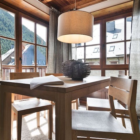 Tuck into home-cooked croquetas at the rustic dining table