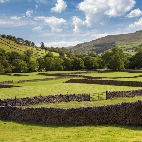 Explore the green rolling hills of the Yorkshire Dales