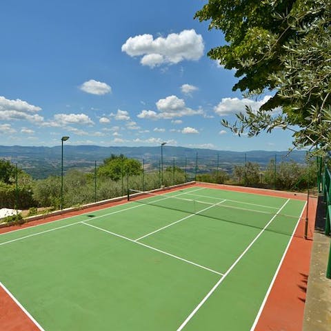 Hone your serving out on the home's very own tennis court