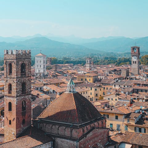 Hop on the home's bikes to explore Lucca's historic centre,  a six-minute cycle away or fifteen minutes away on foot