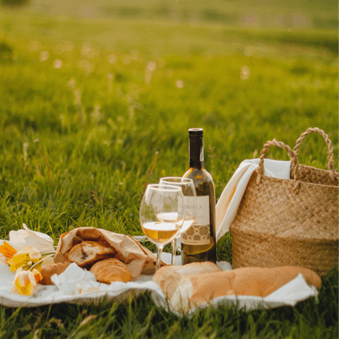 Sit out in the large garden with a picnic as the kids play