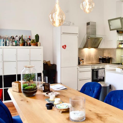 Set the table ready for a slap-up supper in the stylish living space