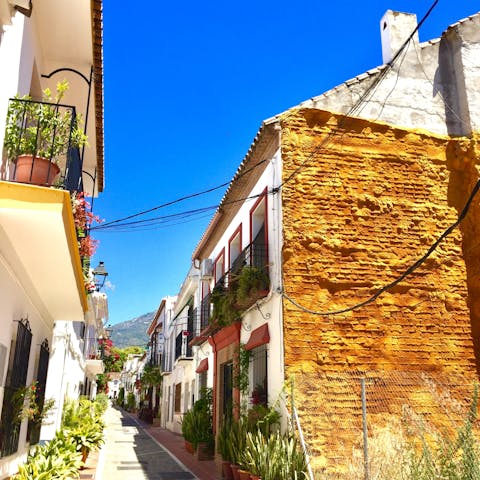 Explore the streets of Marbella, a ten-minute drive from home