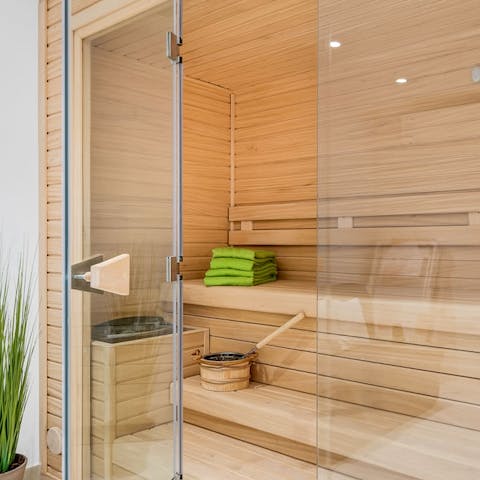 Unwind with a soothing session in the private sauna