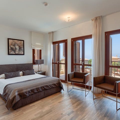 Greet the morning and admire extensive sea views from the private balcony off the master bedroom