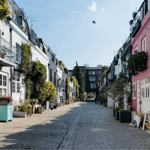 Visit oh-so-trendy Notting Hill, just a twenty-five minute walk away