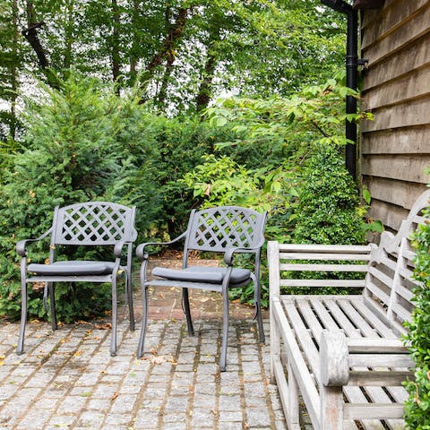 Have your morning coffee in the private courtyard