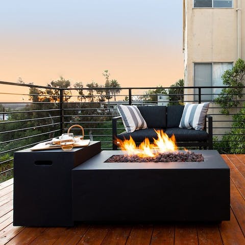 Gather around the open-air fire pit