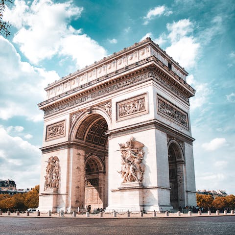 Visit the iconic Arc de Triomphe,  just a five minute walk away