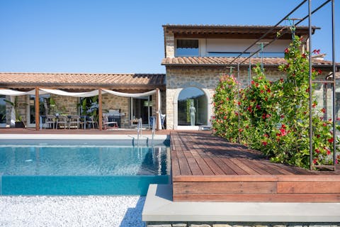 Begin each day with yoga and a swim
