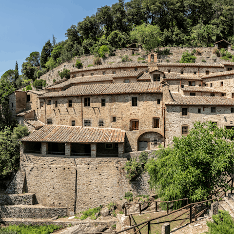 Drive seven minutes to Cortona for lunch in a trattoria