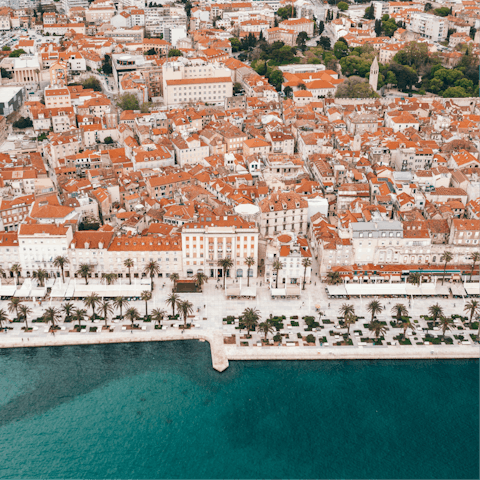 Tour the stunning city of Split, with its romanesque architecture and seaside views