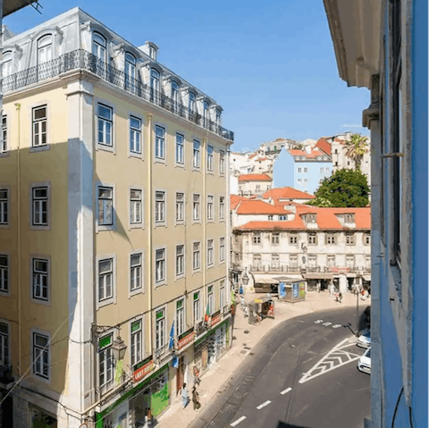 Stay in a charming section of the city, only a two-minute walk from Praça da Figueira