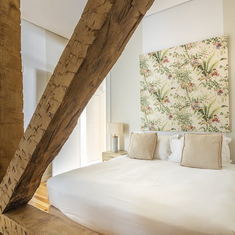 Admire the traditional wooden beams around the house 