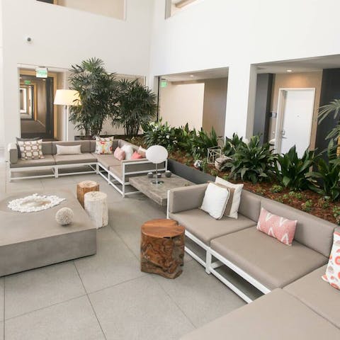 Socialise at one of the building's many communal lounge areas 