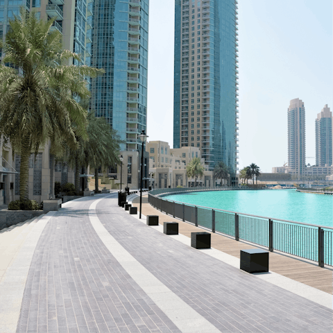 Stroll the iconic Dubai Marina, stopping off for coffee along the way
