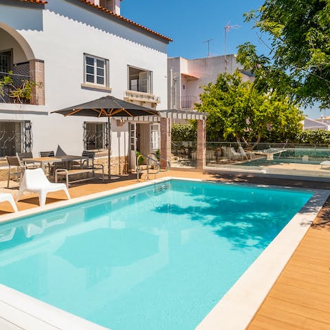 Plunge into the shared swimming pool