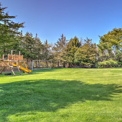 Play a game of soccer and entertain on the expansive lawn