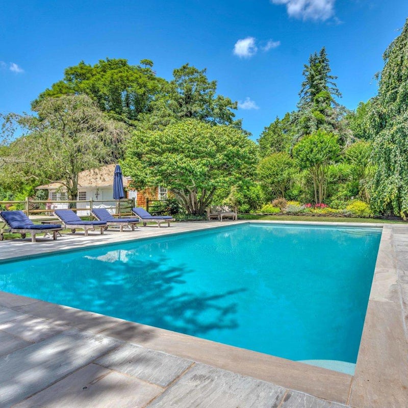 Cool off in the private pool surrounded by trees