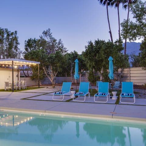 Float in the pool with mountain views