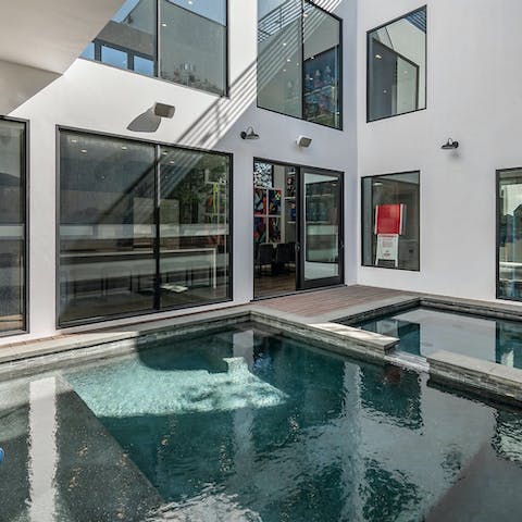 Cool off in the private pool after working up a sweat in the indoor gym