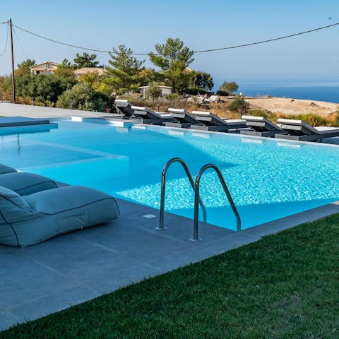 Paddle about in one of the infinity pools and gaze out at the Ionian Sea