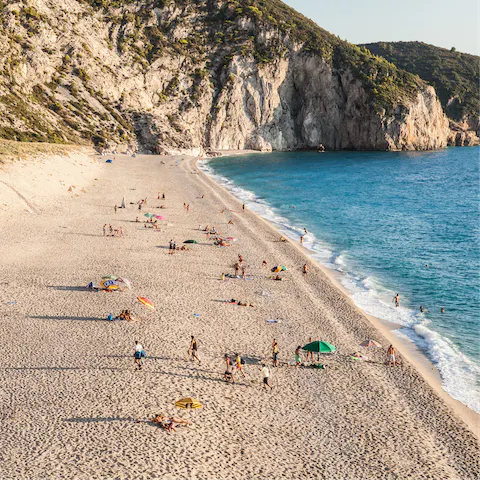 Hop in the car and reach the west Lefkada coastline in a quarter of an hour