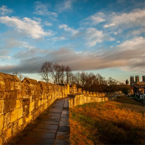 Explore the famous York City Walls – just a short walk from the apartment
