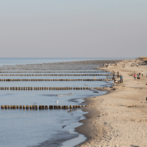 Wander down to Zingst's shoreline in just three minutes for a day on the sand