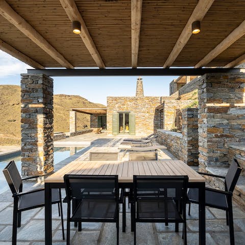 Try some of the local cuisine alfresco beneath the pergola
