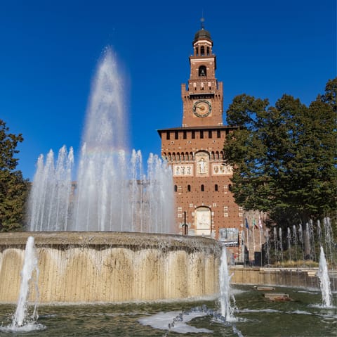 Visit Castello Sforzesco, a twelve-minute walk through the park from home