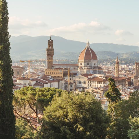 Drive to Florence and reach the Duomo and galleries in half an hour