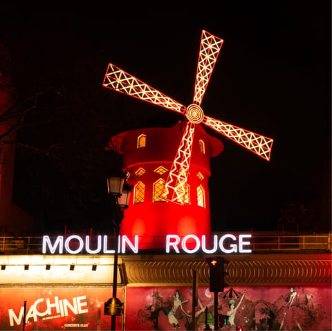 Catch a cabaret show at the Moulin Rouge, ten minutes away