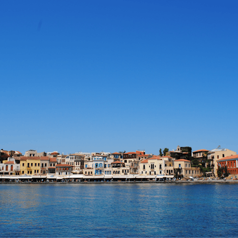 Drive to the buzzing city of Chania, just a short way along the coast
