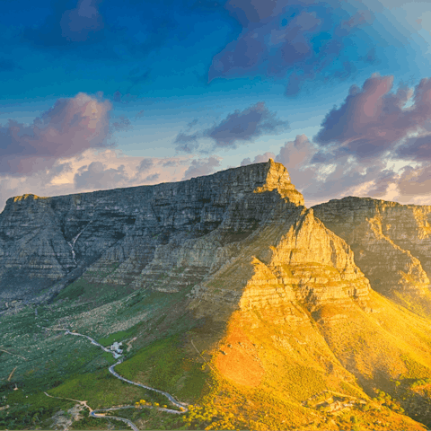 Ascend the iconic Table Mountain by cable car, it's a short drive away