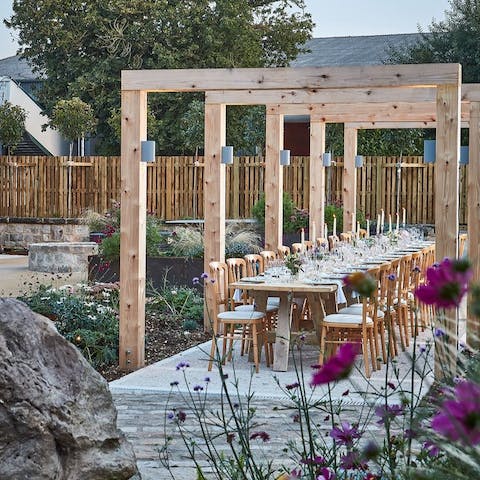 Host spectacular dinners at the alfresco dining area