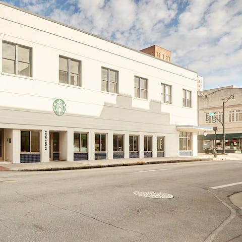 Grab your morning coffee at the convenient Starbucks downstairs