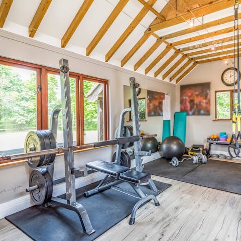 Work up a sweat in the gym – complete with a shower for the pool