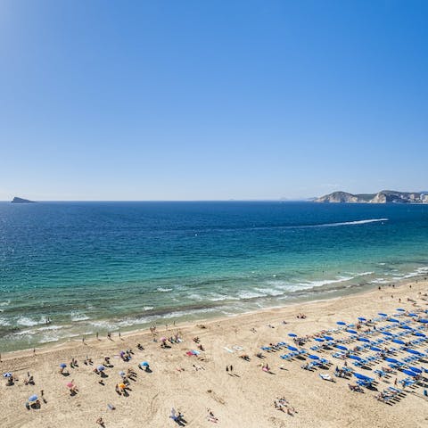 Drink in the glorious sea and beach views from the balcony