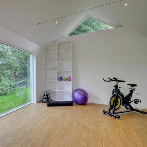 Enjoy a peaceful yoga session in the private gym