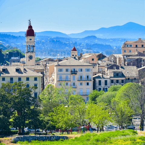 Take a day trip to Corfu Town, 19km away