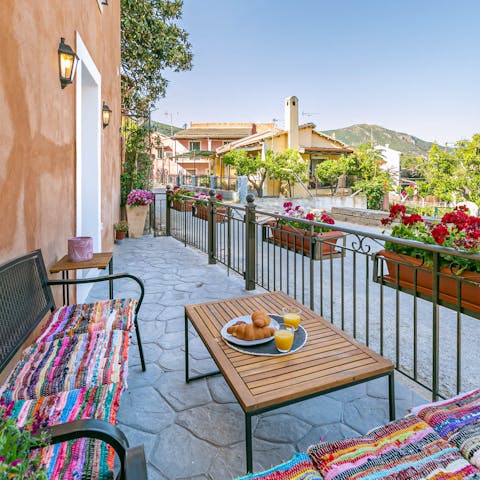 Sip your morning coffee as you watch the world go by from the private terrace